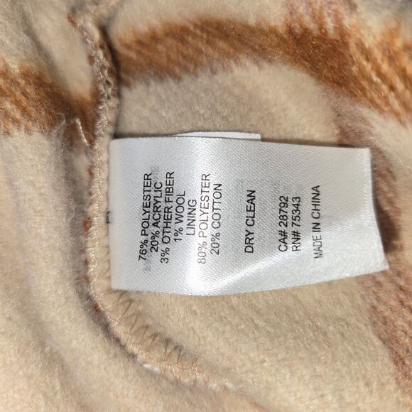 Joie Womens Large Cropped Shacket Plaid Button Up Pockets Neutral Casual Career - Picture 9 of 9